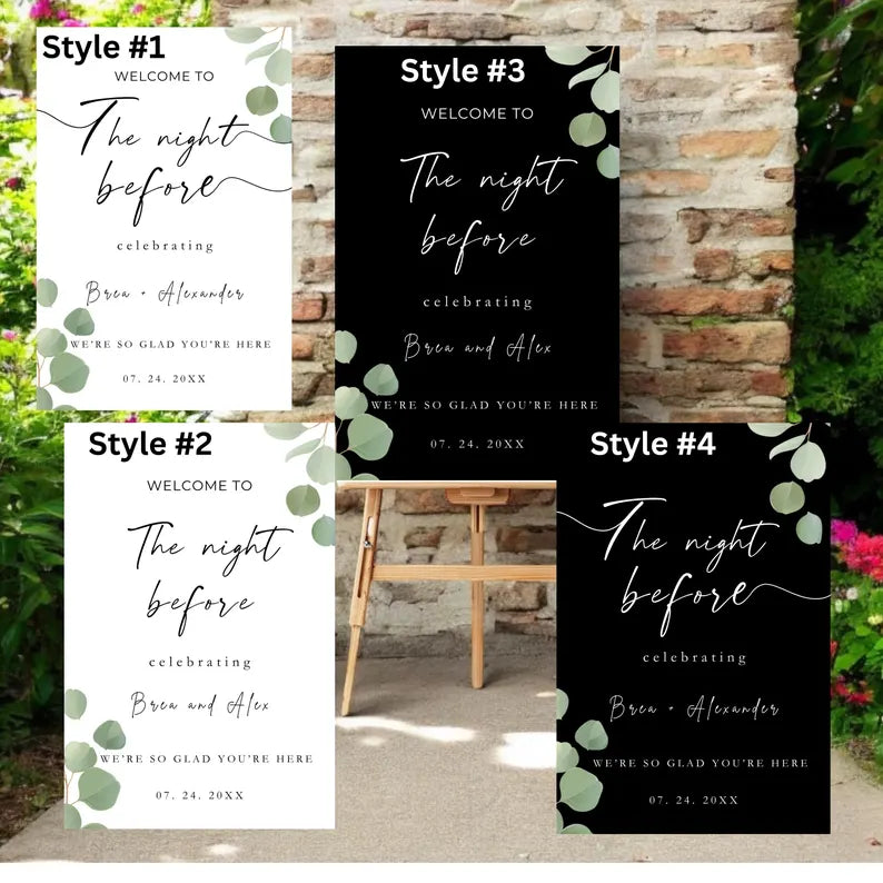 Rehearsal Dinner Sign On Foam Core, Wedding Rehearsal Dinner Signs Speedy Orders, Rehearsal Dinner Sign Eucalyptus, Sign The Night Before